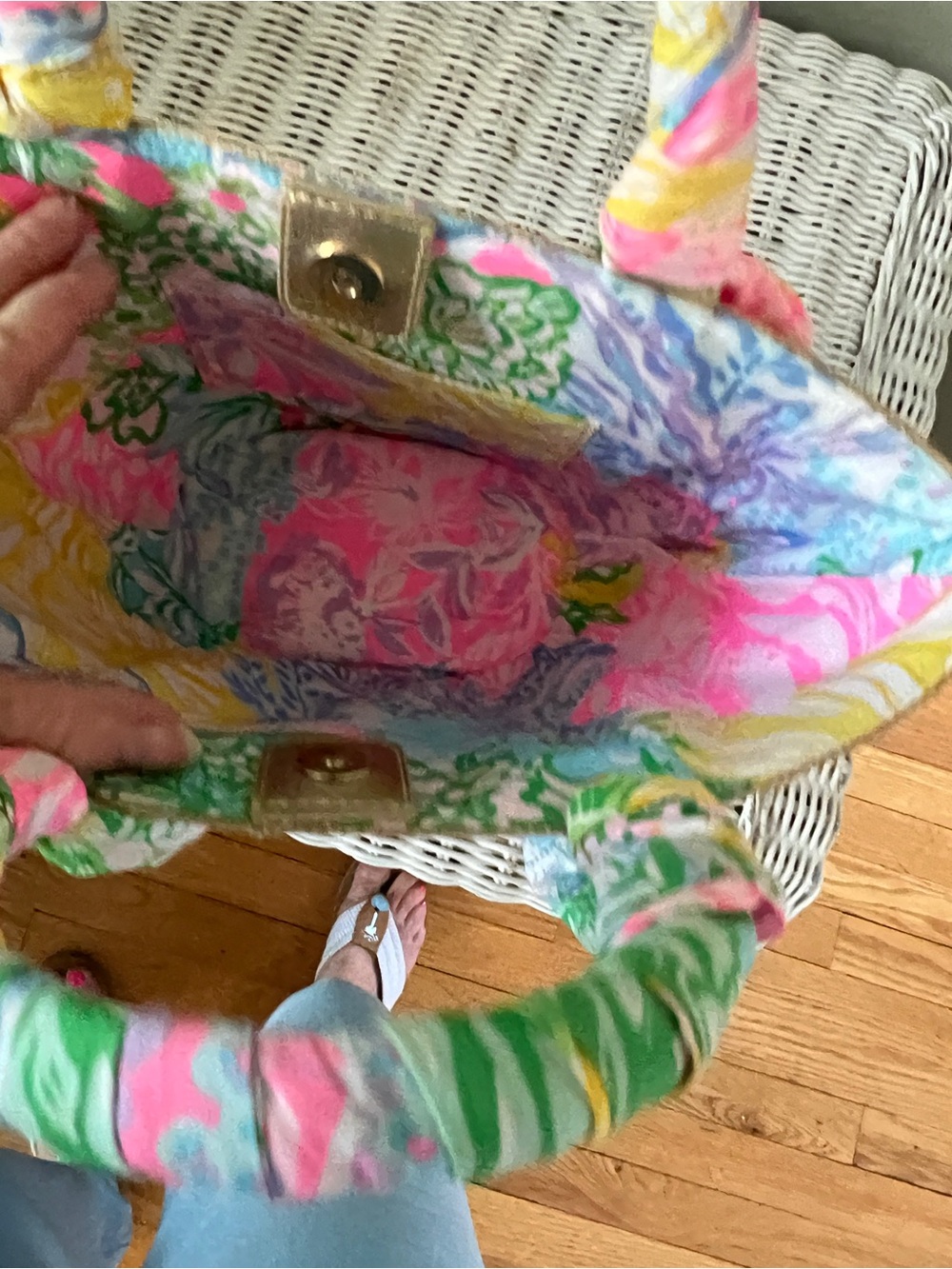 Lilly Pulitzer Malia Mini Straw Tote Gold Metallic Bright Delight Scarf - Picture 2 of 2